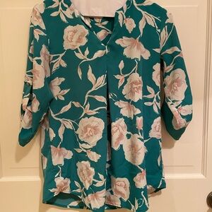 Maternity Floral Teal and Pink Women's Top
